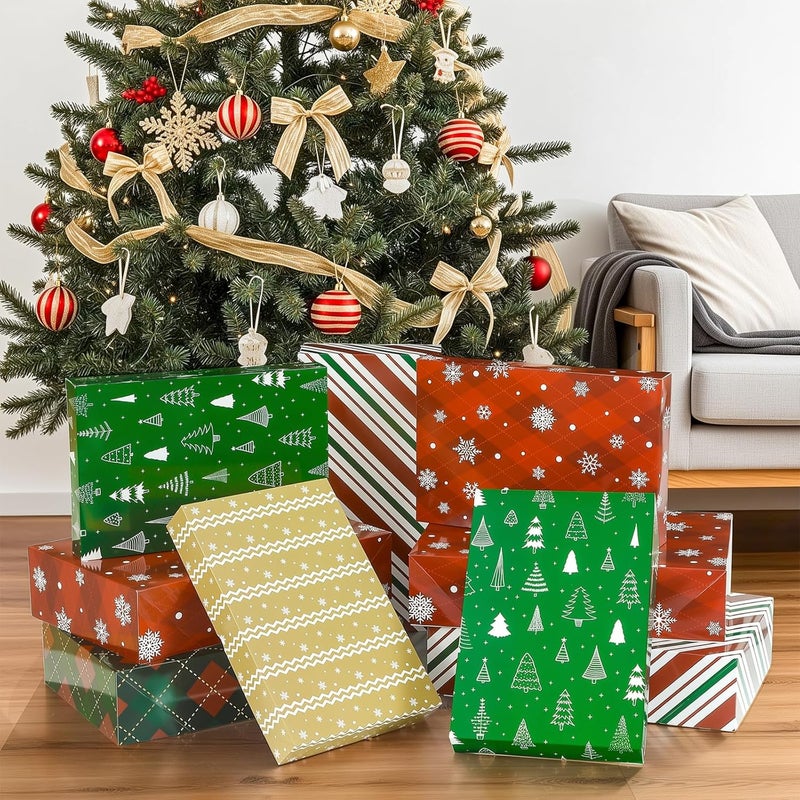 YANGTE 24 Pack Christmas Gift Boxes with Lids - Large 17" (4" Deep) & 14" (2" Deep) Gift Boxes for Present, Wrapping Robe, Shirt, Clothing - Image 5